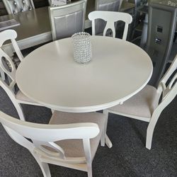 Brand New 45" Round White Dining Set