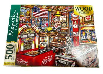 Majestic by Springbok Man Cave 500 Piece Wood Wooden Jigsaw Puzzle Harley Coke