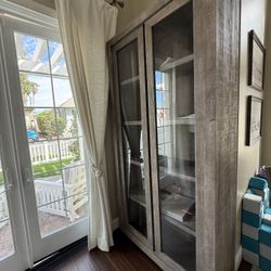 Restoration Hardware Reclaimed Oak glass cabinet 