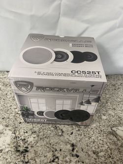 Rockville 2 CC525T Black 5.25" Commercial 70v Ceiling Speakers for Restaurant/Bar/Cafe 