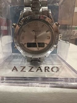 New - Azzaro Chrome Chronograph Analog Digital Mens Watch
