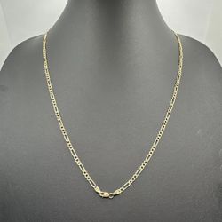 Sterling Silver 925 Vintage Figaro Cuban link Rustic Styled 24 Inch Chain