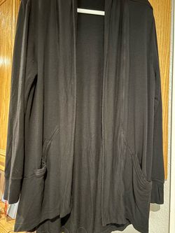 Black Open-Front Cardigan with Pockets sz XL