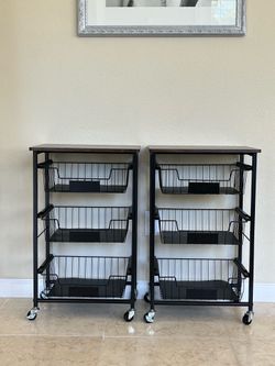 4-Tier Storage Cart with Wheels - set of 2