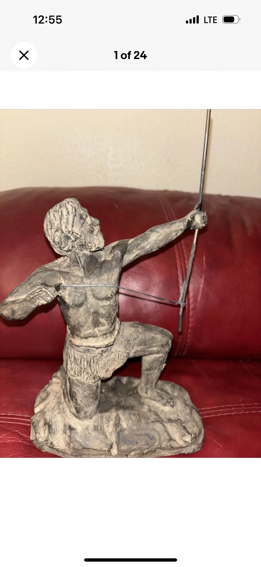 Arash the Archer Sculpture Iranian Hero Metal Figure Statue Signed