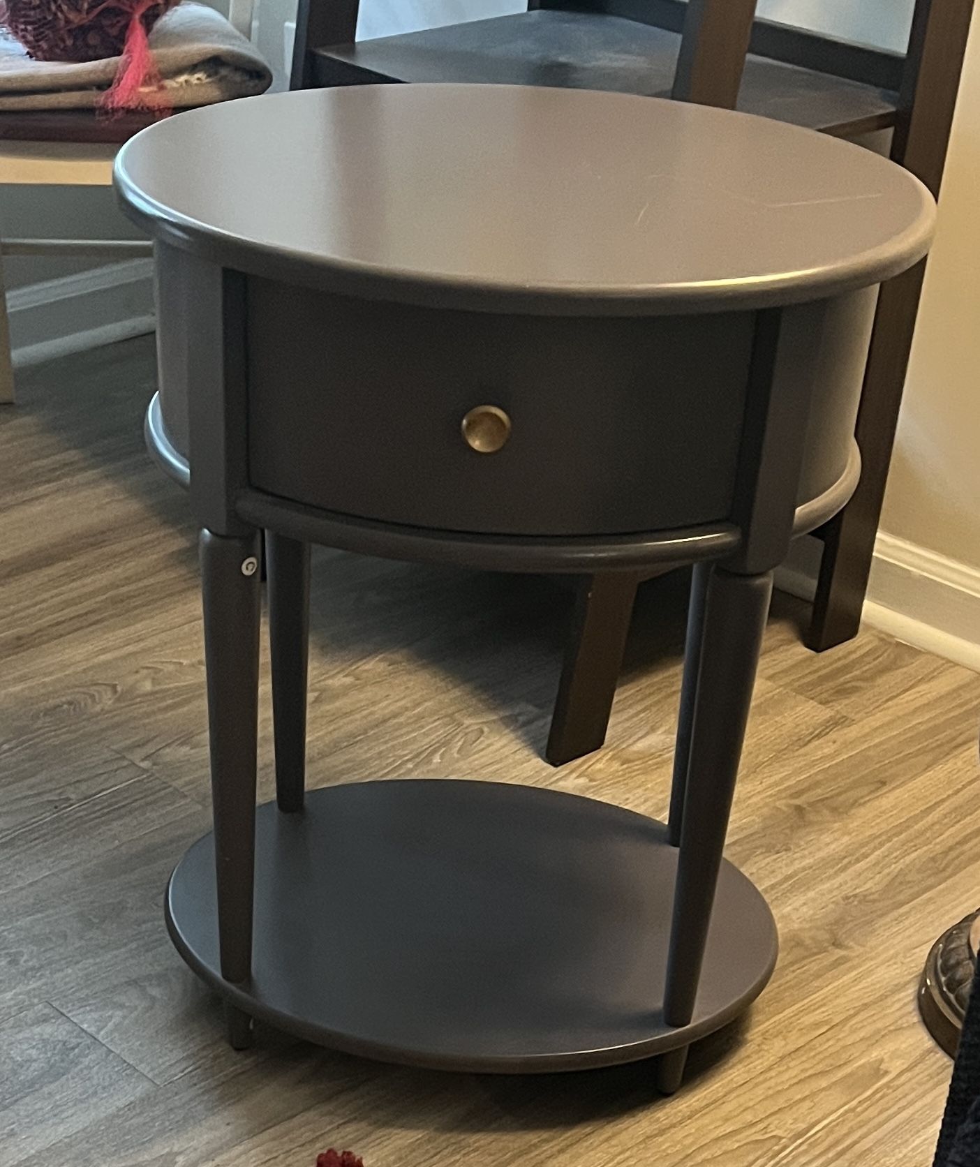 Blue-Grey Oval End Table