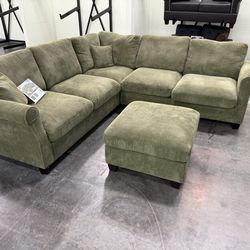 Green Sofa Sectional w/ Free Ottoman