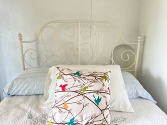 White Wrought Iron Scroll Bed Headboard