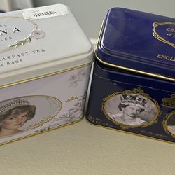 Princess Diana and Queen Elizabeth II tea tins (just tins)