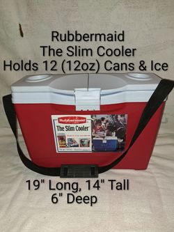 Rubbermaid The Slim Cooler In Brand New Excellent Condition (13 qt. Capacity) Duel-Opening Lid