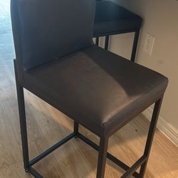 Black Leather Bar Stools 