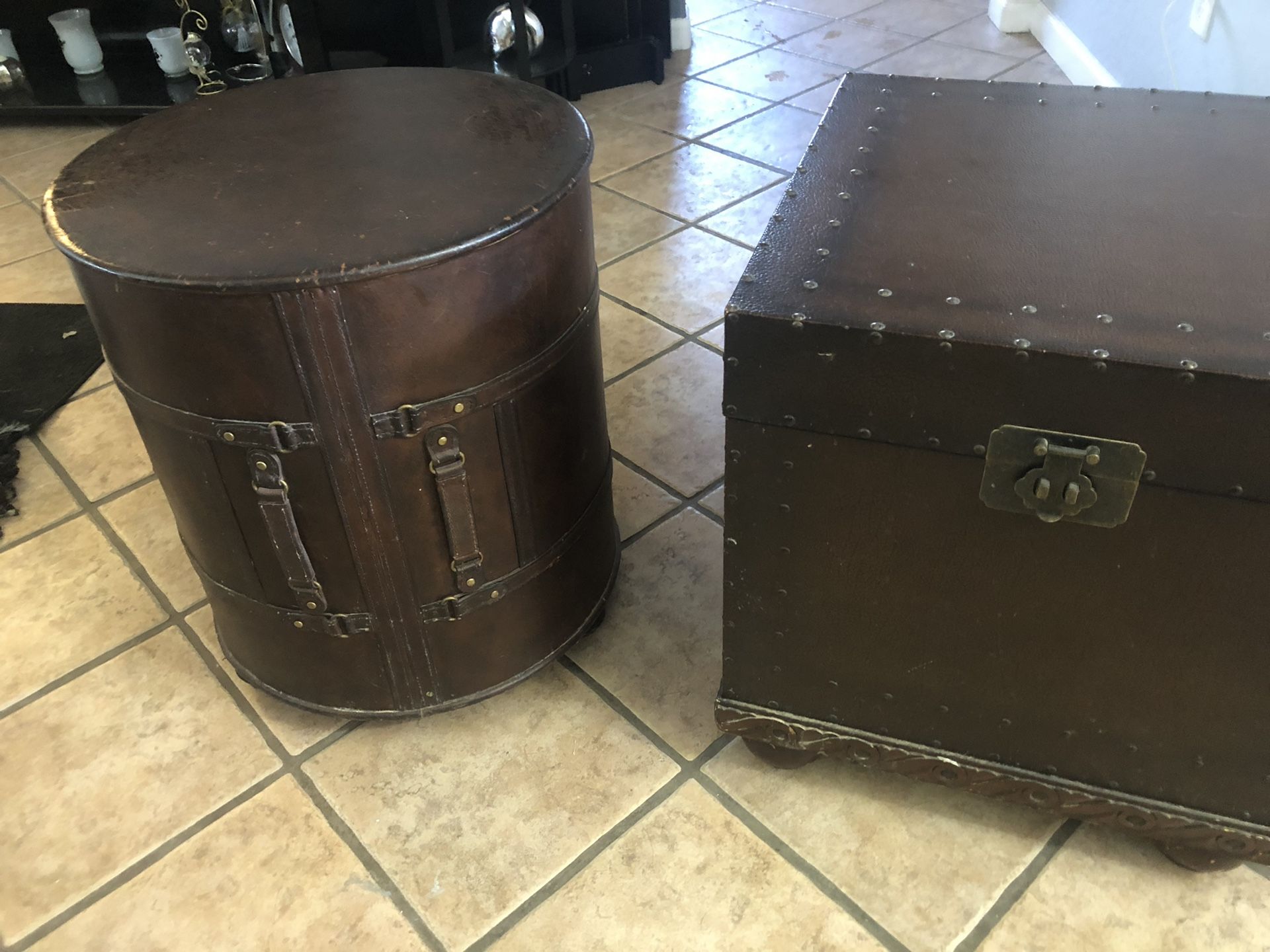 End Tables that are made from Trunks.