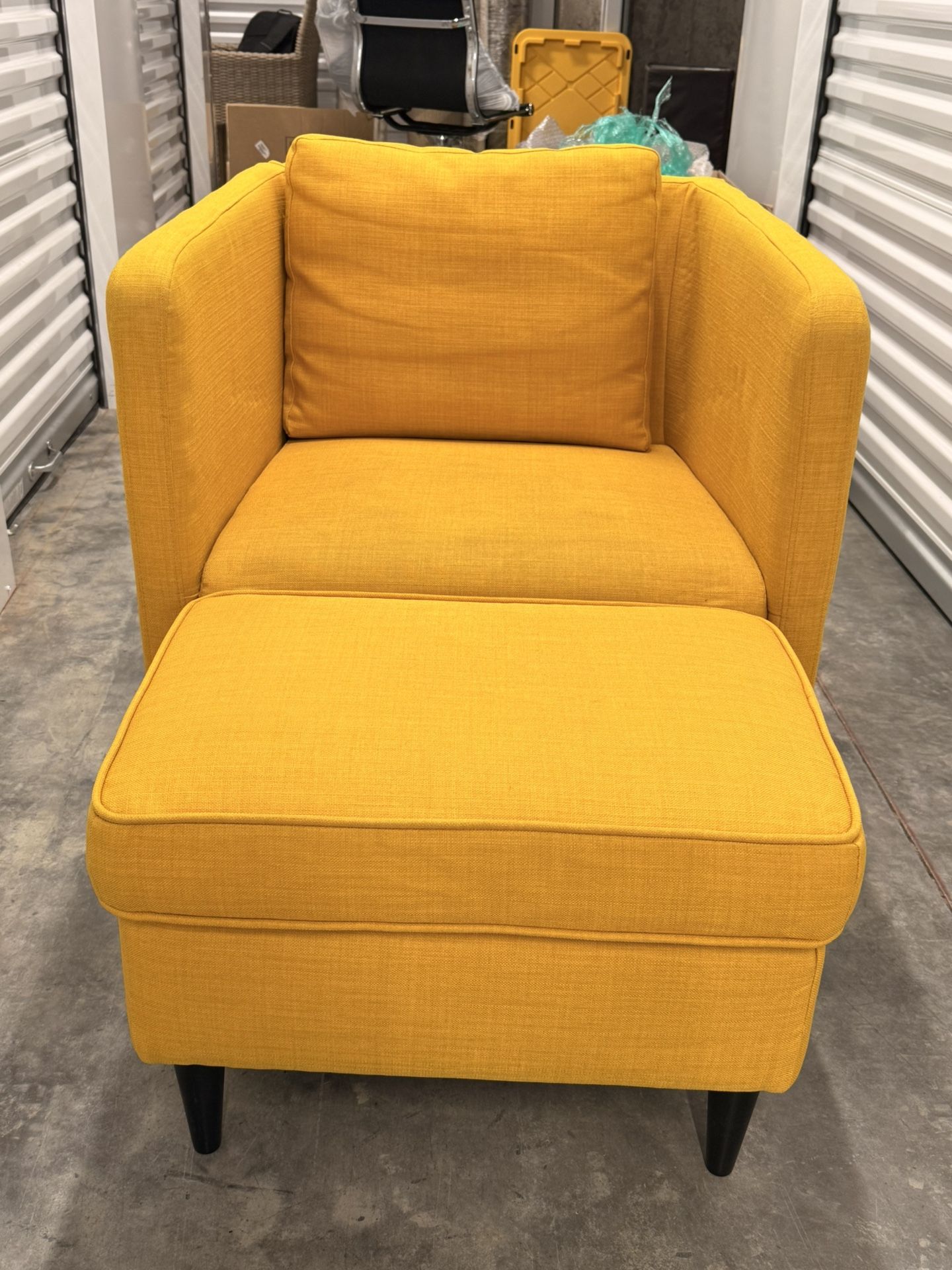 Armchair Yellow with Ottoman