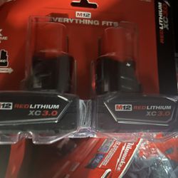 Milwaukee M12 3.0 Twin Pack Batteries $100