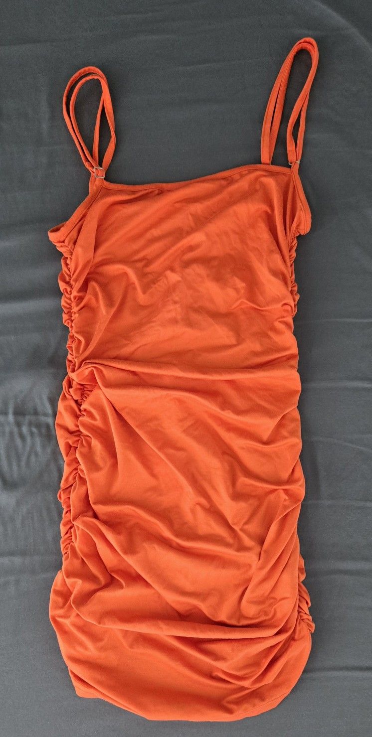 Orange Mini Ruched Dress