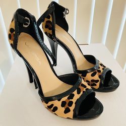 Via Spiga Leopard Fur Platform Heels - Size 7.5