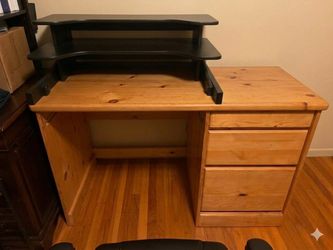 Solid Wood Desk with Three Drawers and stand up desk