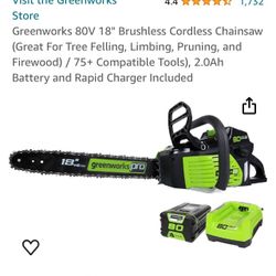 Green Works 80v 18” Chain Saw