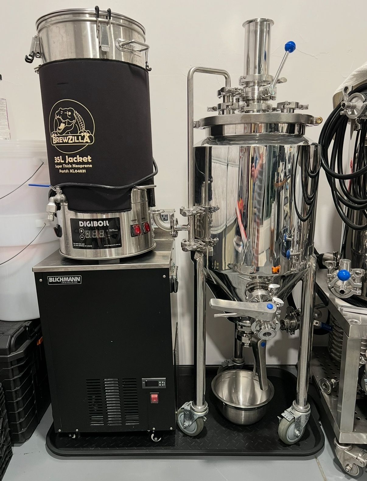 Brewing Equipment: Jacketed Conical fermenter, Glycol, Kettle