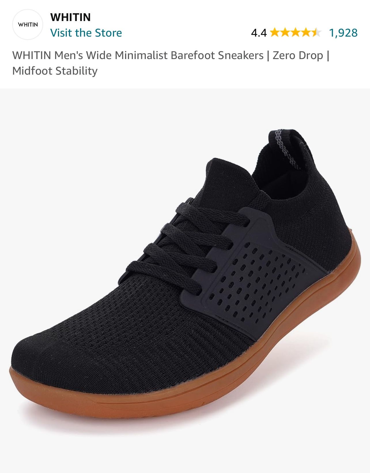 WHITIN Men's Wide Minimalist Barefoot Sneakers | Zero Drop | Midfoot Stability Trail Shoes 8.5