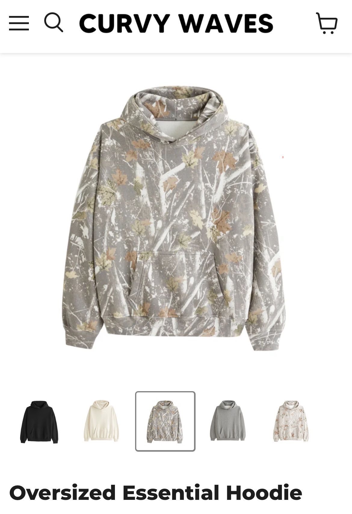 XL Curvy Waves Camo Essential Hoodie