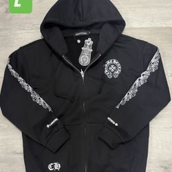 black and white chrome hearts  zip up 