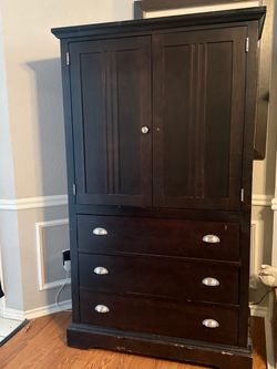 Dark Wood Armoire with Drawers