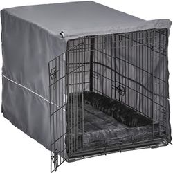 MidWest Homes for Pets Double Door Dog Crate Kit Includes One Two-Door Crate, Matching Gray Bed & Gray Crate Cover, 36-Inch Kit Ideal for Medium Dog B