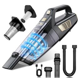 CKIKH Handheld Vacuum Cordless, 15000PA Strong Suction Hand Held Car Vacuum Cleaner Portable with Multi-Nozzles & Washable Filter, Lightweight Recharg