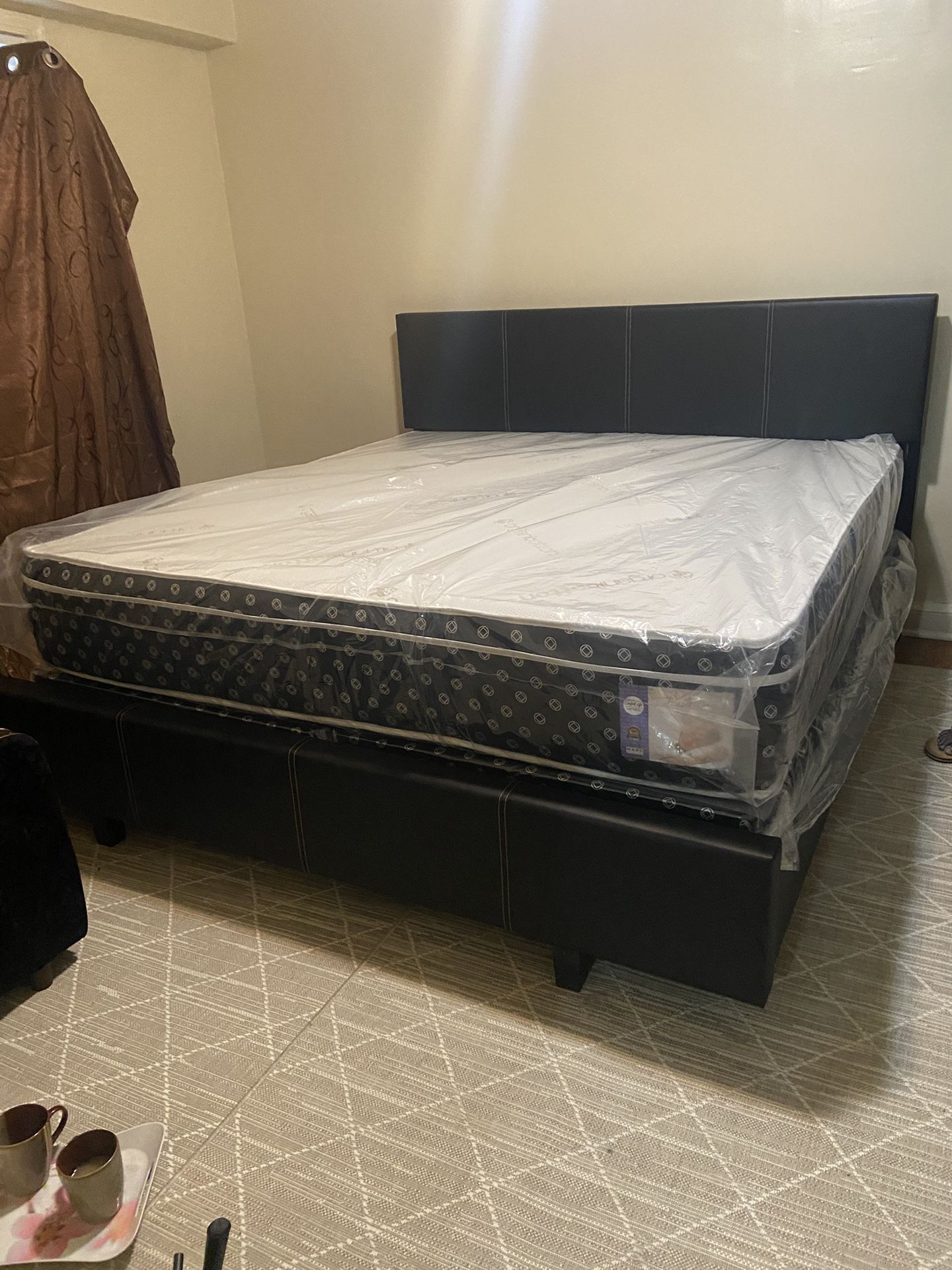 Queen Mattress Come With Bed 🛌 Frame And Free Box Spring- Free Delivery 🚚 Today To Reasonable Distance