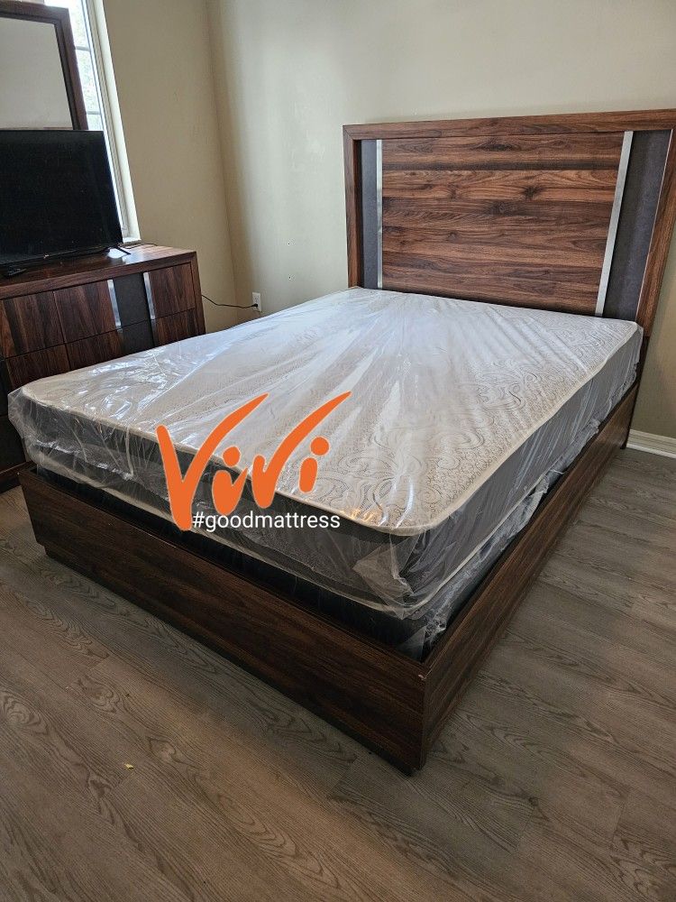 QUEEN MATTRESS WITH BOX SPRING 2PC. BED FRAME ISN'T AVAILABLE