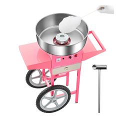VEVOR Electric Cotton Candy Machine with Cart, 1000W Commercial Candy Floss Maker with 20.5 in Stainless Steel Bowl, Sugar Scoop, and Drawer, Easy to 