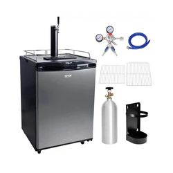 Beer Kegerator Single Tap Draft Beer Dispenser, Full Size Keg Refrigerator With Shelves, CO2 Cylinder, Drip Tray & Rail