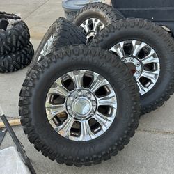 18” OEM F350 Wheels On 35” Tires 