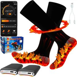 Heated Socks with App Control 5000mAh*2 Rechargeable Electric Heated Socks for Men Women Up to 9 Hours Washable Warm Socks