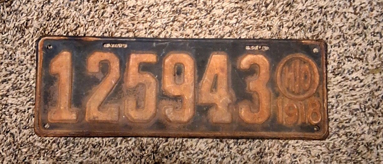 Original 1918 Ohio Metal Plate Wall Sign