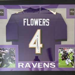 Zay Flowers Signed Baltimore Ravens Framed Custom Pro Style Jersey Beckett