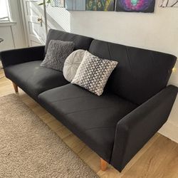 Modern Convertible Black Futon