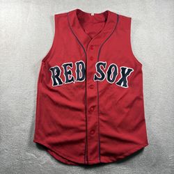 Vintage Boston Red Sox Sleeveless Baseball Jersey Men’s S Red Majestic Style#4A