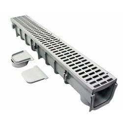 NDS 5in Pro Series Channel Drain Kit - Gray Grates, 6-Pack (19.7 ft)