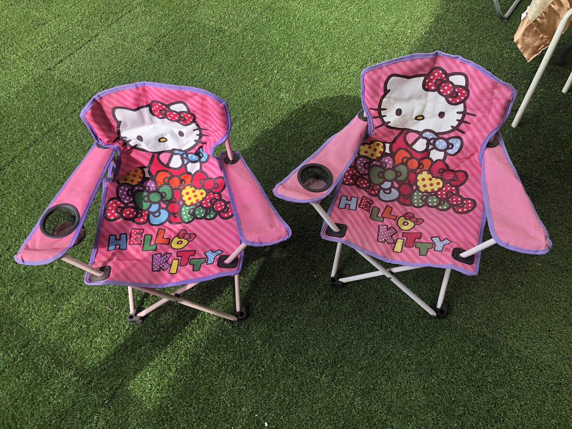 Two hello kitty children’s chairs