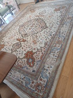 12x18  Tabrize Oriental Area Rug Horse Hunting Animals Ivory Rust Blue Coral