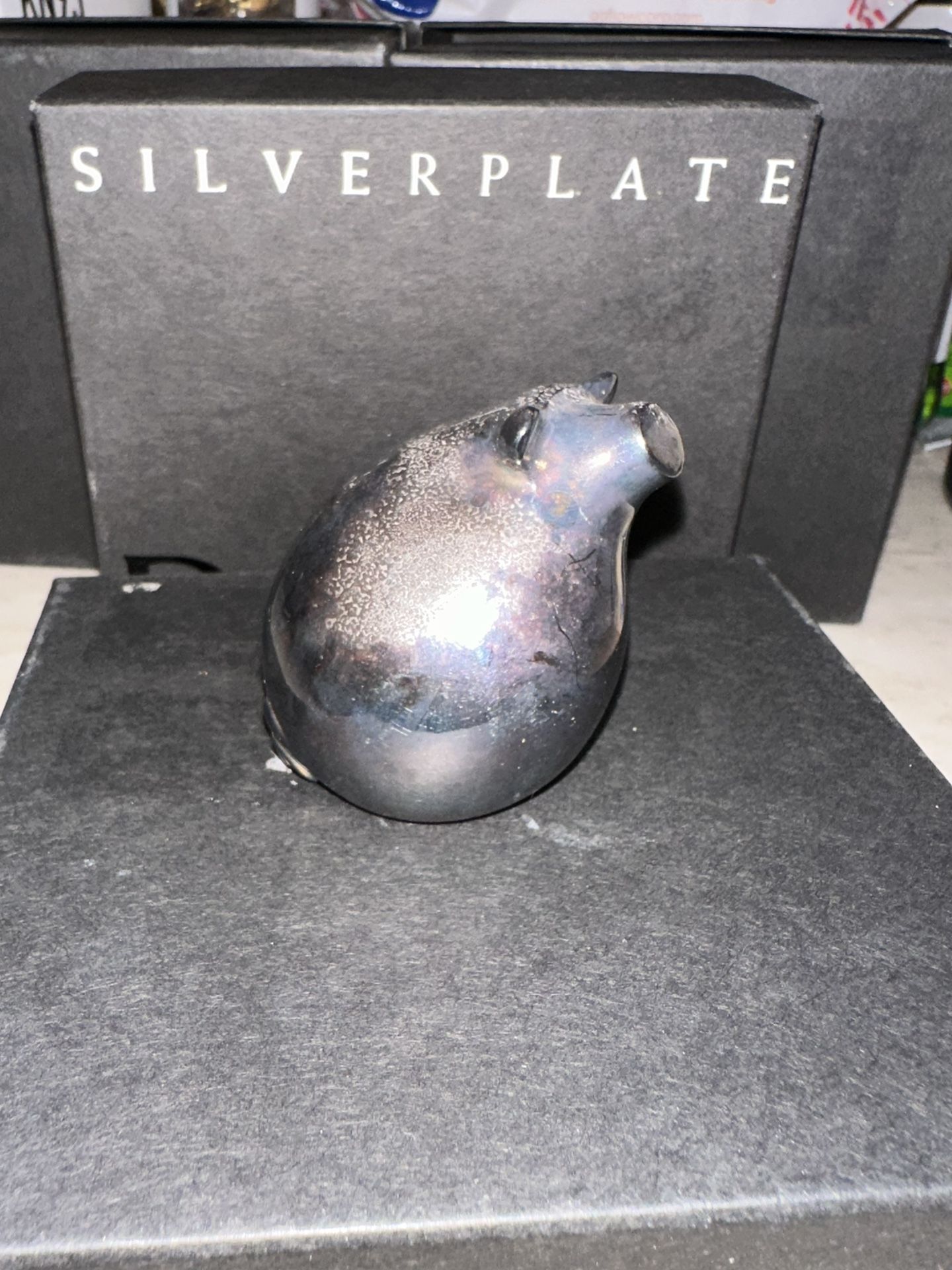 New Un Box ! Dansk INTERNATIONAL DESIGNS SILVER PLATE BARNYARD PIG PAPERWEIGHT