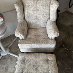 Chair & Ottoman Reupholstered
