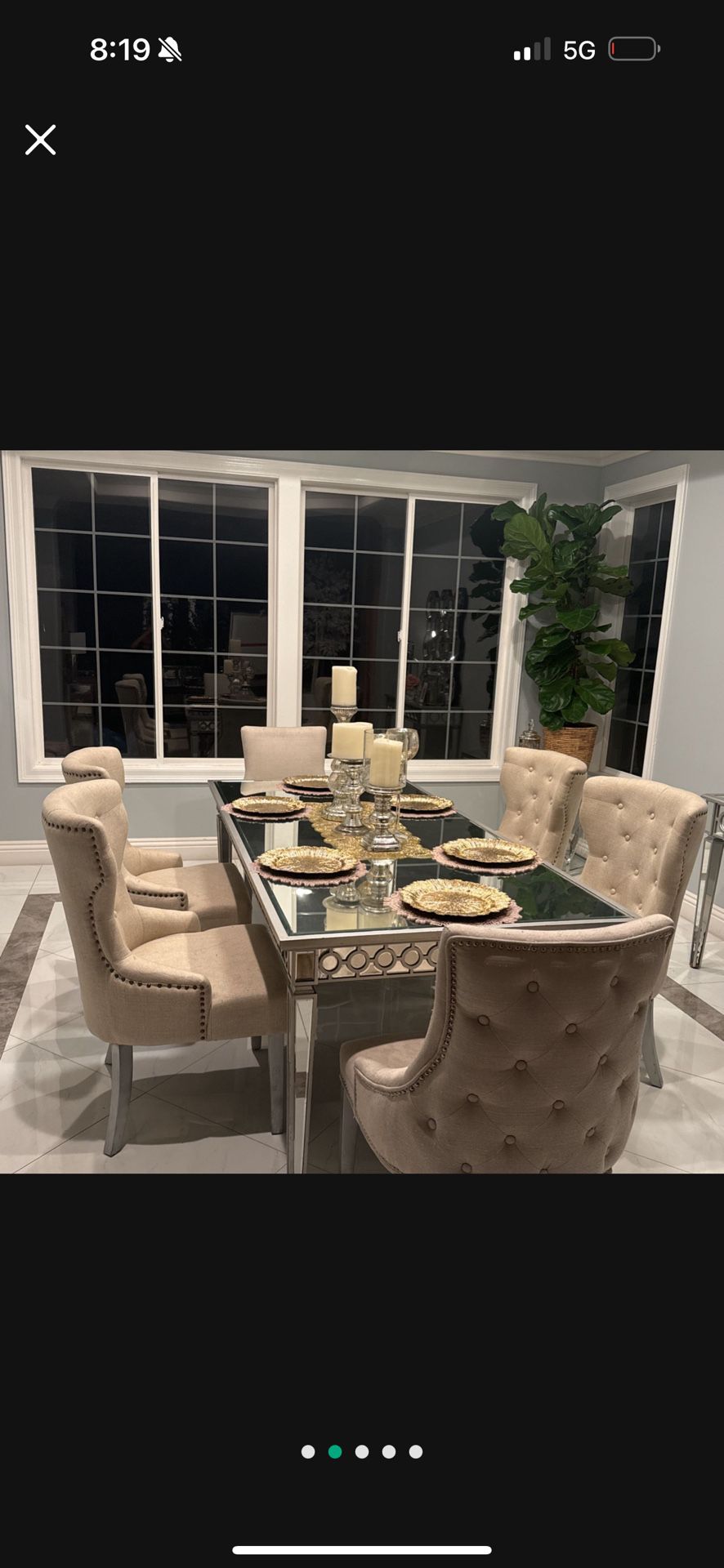 Mirrored Dinning Table Set 