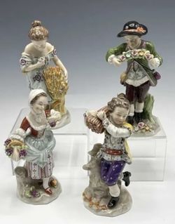 SALE!  ANTIQUE SITZENDORF PORCELAIN FIGURINES REPRESENTING THE FOUR SEASONS