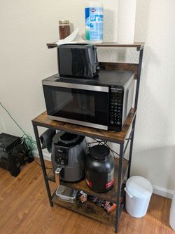4 Tier Kitchen Storage Rack with Power Outlet and Hooks