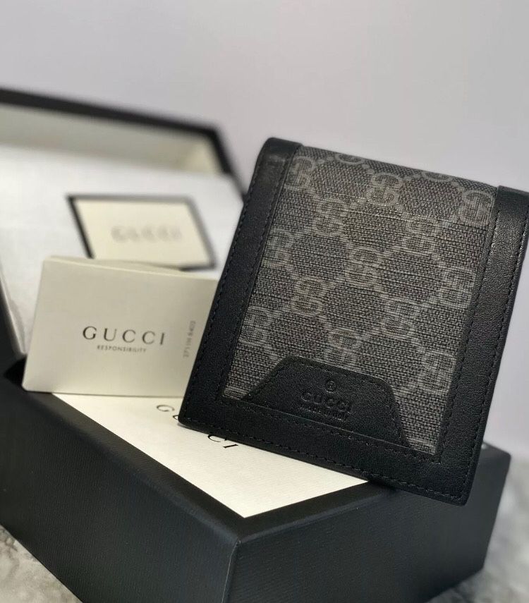 New Gucci Canvas Folding Mens Wallet gray