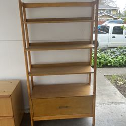 Wooden Bookshelf  With Bottom Drawer