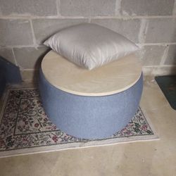 Ottoman With Storage Gray/Wood & Pillow  *NEW*